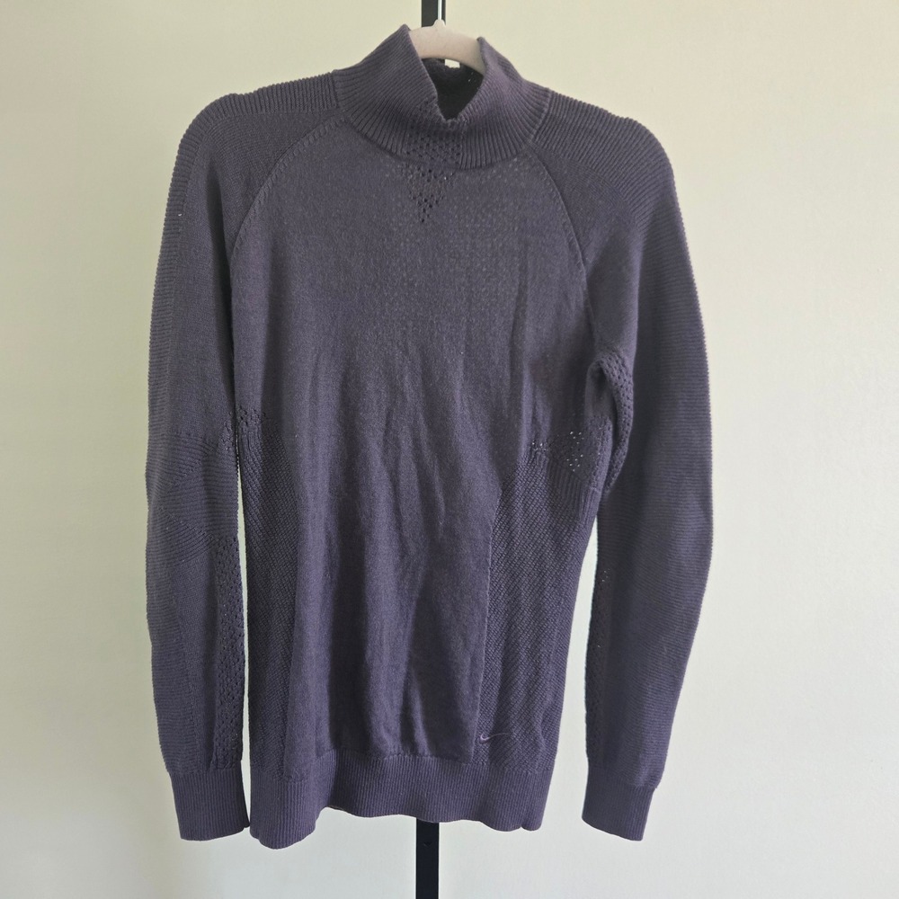 Vintage Nike Golf Tour Womens Merino Wool Base Layer Mock Neck Sweater Purple